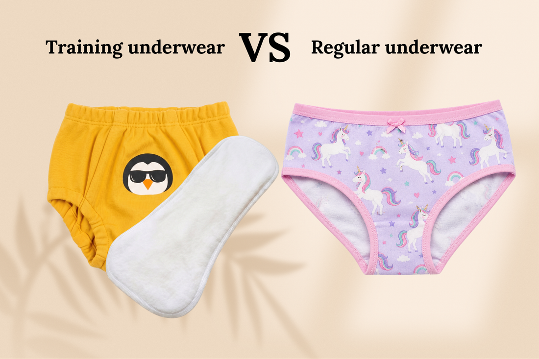 Image comparing training underwear and regular one 