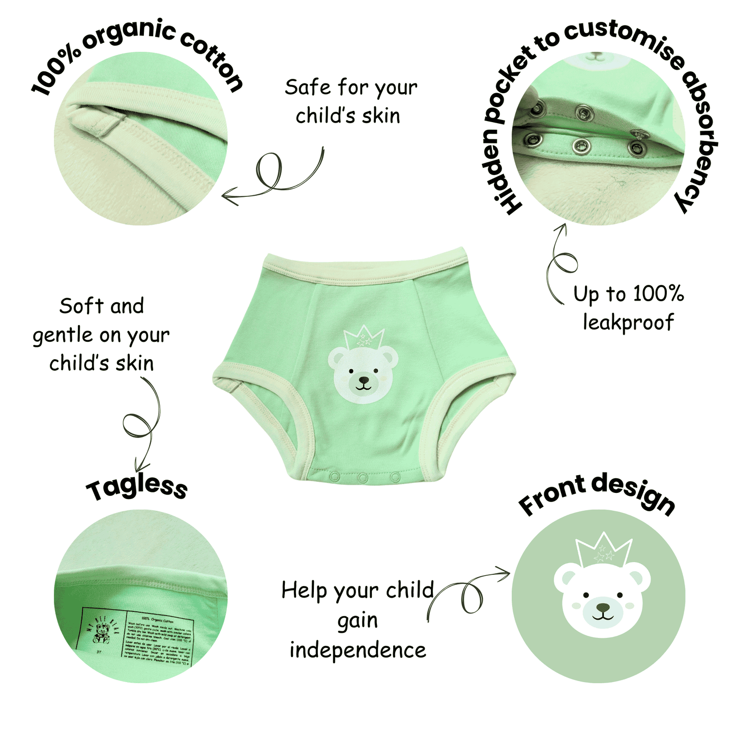 Organic potty training and bedwetting underwear 3 in 1 (ARCHIVES)